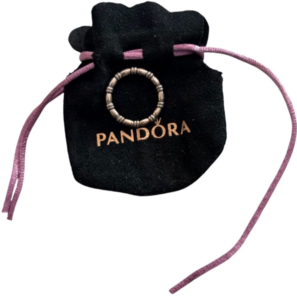 Pandora Hold My Hand Ring #190611 Retired 925 Silver Stackable Band Size 8.25